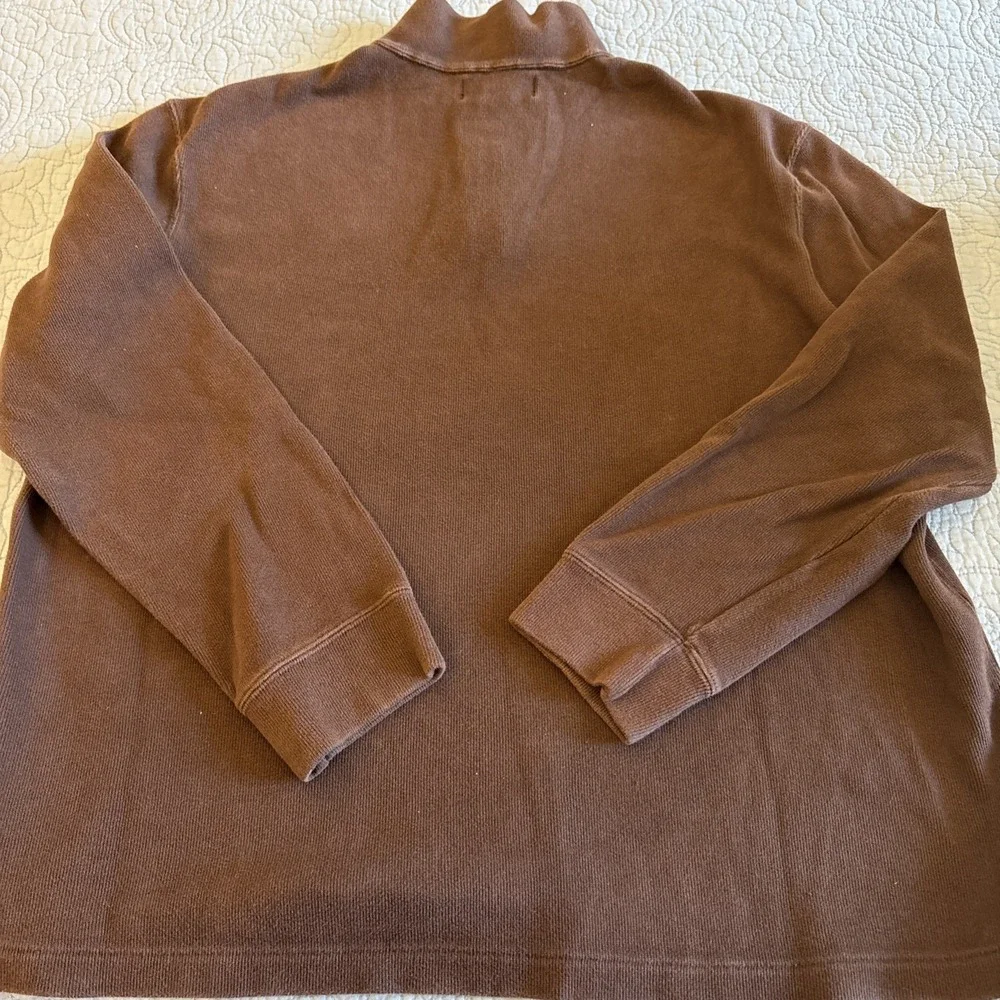 Polo Ralph Lauren Mens Large Long Sleeve 1/4 Zip Pullover Dark Brown Sweater